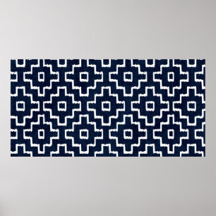 Sashiko sömlös indigo dye mönster med tradition poster