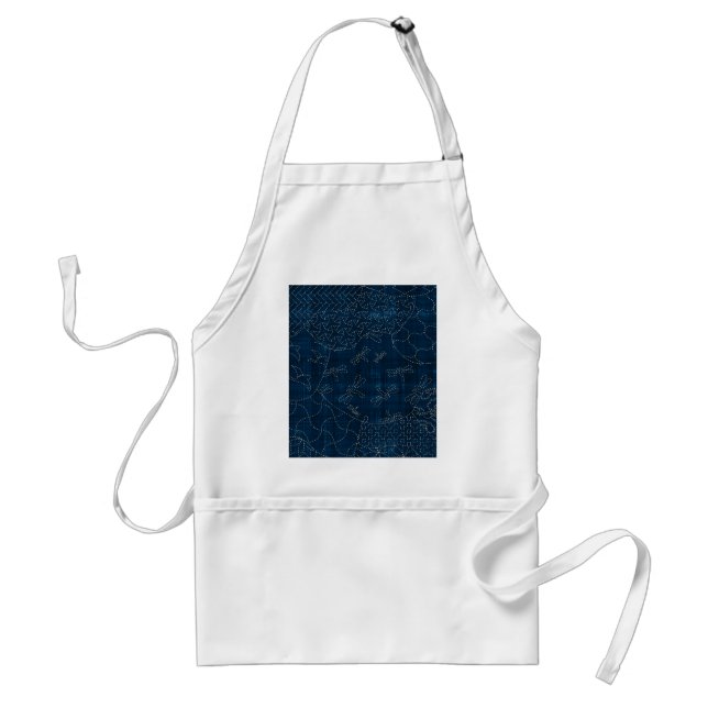 Sashiko-stil broderiefterföljd förkläde (Framsidan)