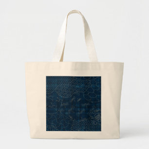 Sashiko-stil broderiefterföljd jumbo tygkasse