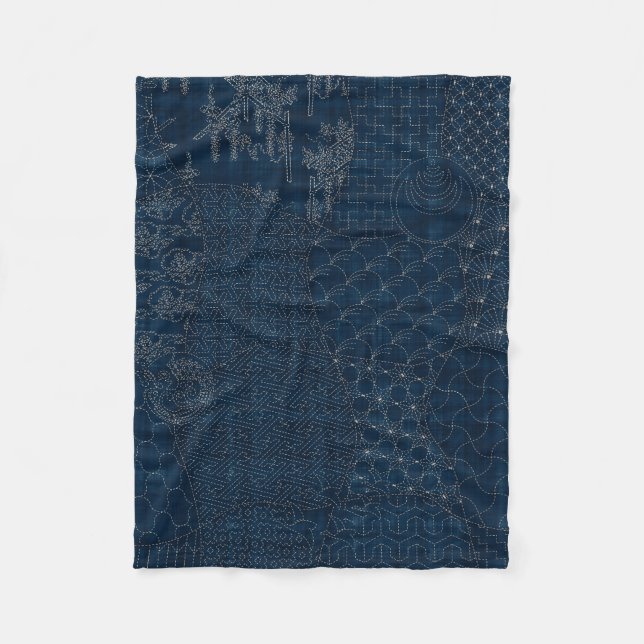 Sashiko-stil-broderiets utformning - fleecefilt (Framsidan)