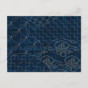 Sashiko-stil-broderiimitation Vykort