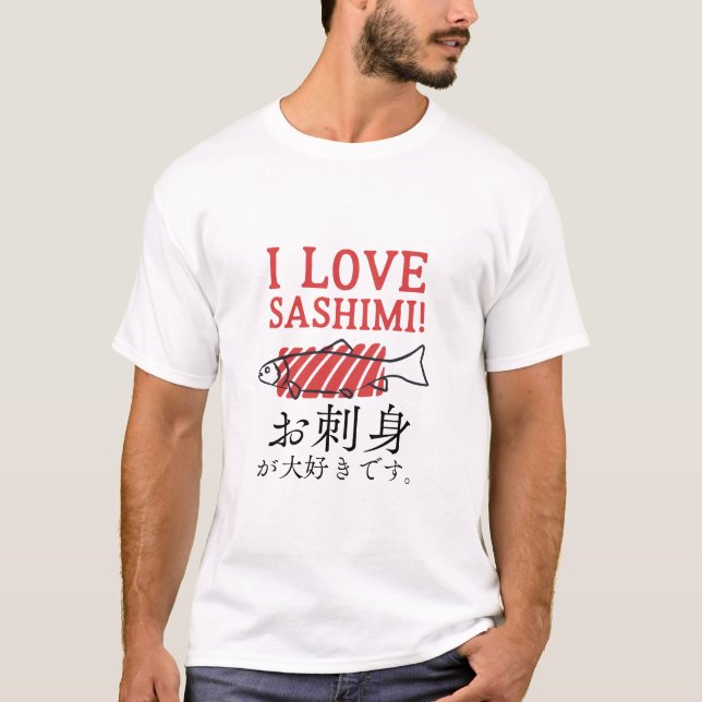 Sashimi FIsh Minimal Foodie T Shirt (Framsida)
