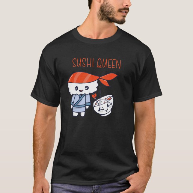 Sashimi Japansk Food Sushi Queen Salmon Sushi T Shirt (Framsida)