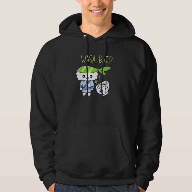 Sashimi Japanskt Mat Wasa Bae Lax Sushi Hoodie (Framsida)