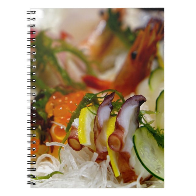 Sashimi Salmon Fish Food Seafood Japanska Anteckningsbok Med Spiral (Framsidan)