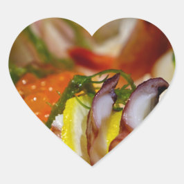Sashimi Salmon Fish Food Seafood Japanska Hjärtformat Klistermärke