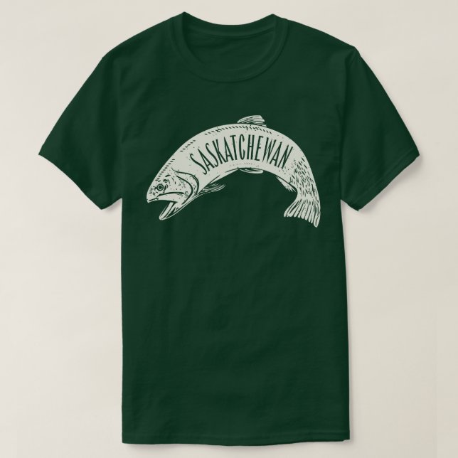 Saskatchewan Fish Wordmark Tan T Shirt (Design framsida)