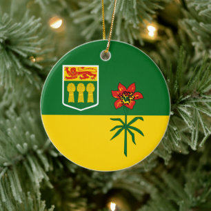 Saskatchewan Flagga (CANADA) Julgransprydnad Keramik