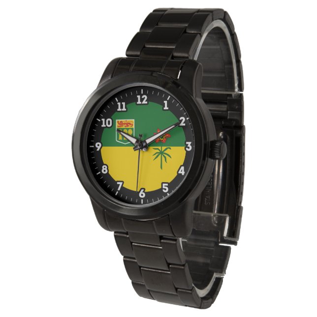 Saskatchewan Flagga Graphic Dial Armbandsur (Vinklad)