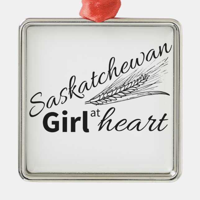Saskatchewan flicka på hjärta julgransprydnad metall (Framsidan)