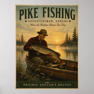Saskatchewan Gäddfiske Vintage Resa Affisch