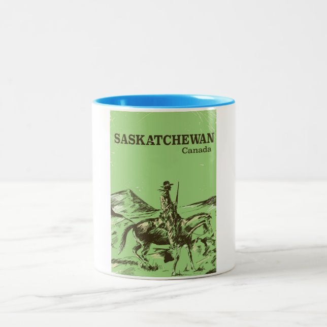 Saskatchewan Kanada vintage resemålningaffisch Två-Tonad Mugg (Center)