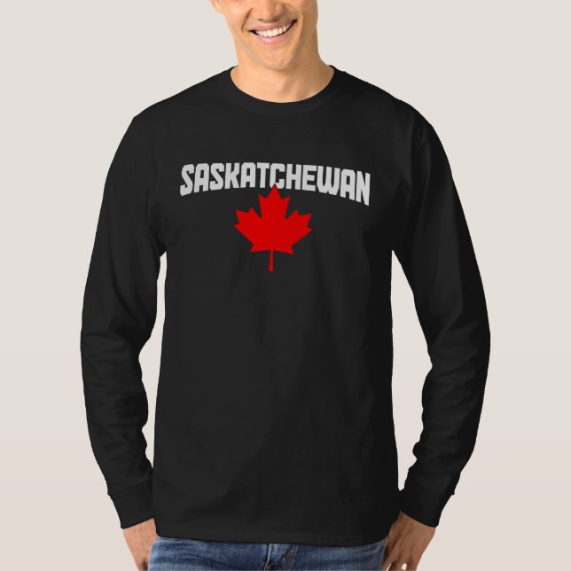 Saskatchewan Maple Leaf Canada Canadian Flag Pride T Shirt (Framsida)