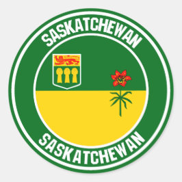 Saskatchewan Round Emblem Runt Klistermärke