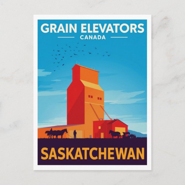 Saskatchewan Spannmålshiss Vintage Vykort (Framsida)