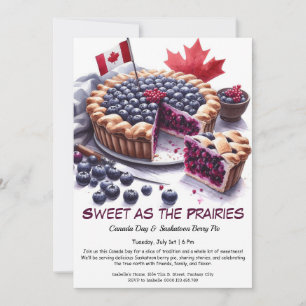 Saskatoon Berry Paj Watercolor Design Kanada-dagen Inbjudningar