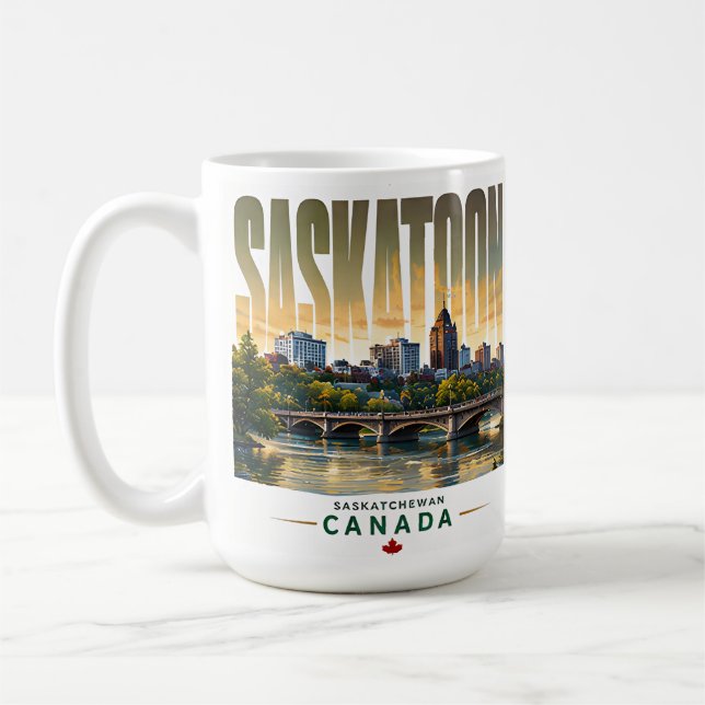 Saskatoon Kanada Stadssiluett South Saskatchewanfl Kaffemugg (Vänster)