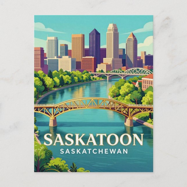 Saskatoon Saskatchewan Prärie Siluett 🌿 Vykort (Framsida)