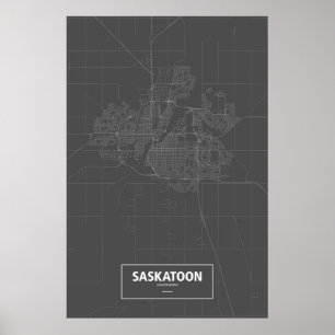 Saskatoon, Saskatchewan (vit på svart) Poster