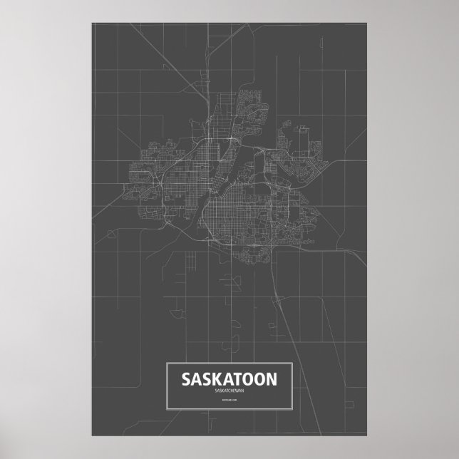 Saskatoon, Saskatchewan (vit på svart) Poster (Framsidan)