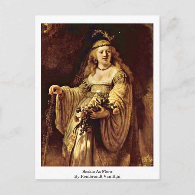 Saskia as Flora by Rembrandt Van Rijn Vykort (Framsida)