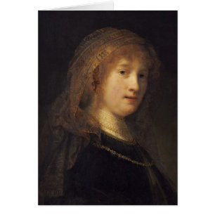 Saskia skåpbil Uylenburgh, c.1634-1640 (olja på Hälsningskort