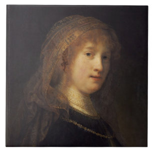 Saskia skåpbil Uylenburgh, c.1634-1640 (olja på Kakelplatta