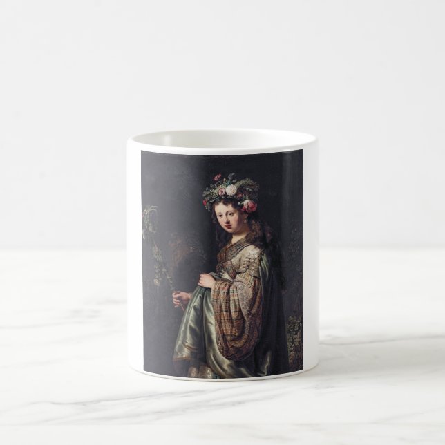 Saskia van Uylenburgh as Flora, Rembrandt, 1634 Kaffemugg (Center)