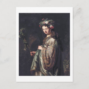 Saskia van Uylenburgh as Flora, Rembrandt, 1634 Vykort