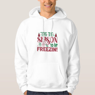 Säsong att frysa rolig vinter snöman hoodie