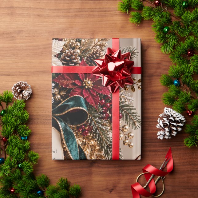 Säsong av välsignelser Burgundy jul Presentpapper (Julgåva)