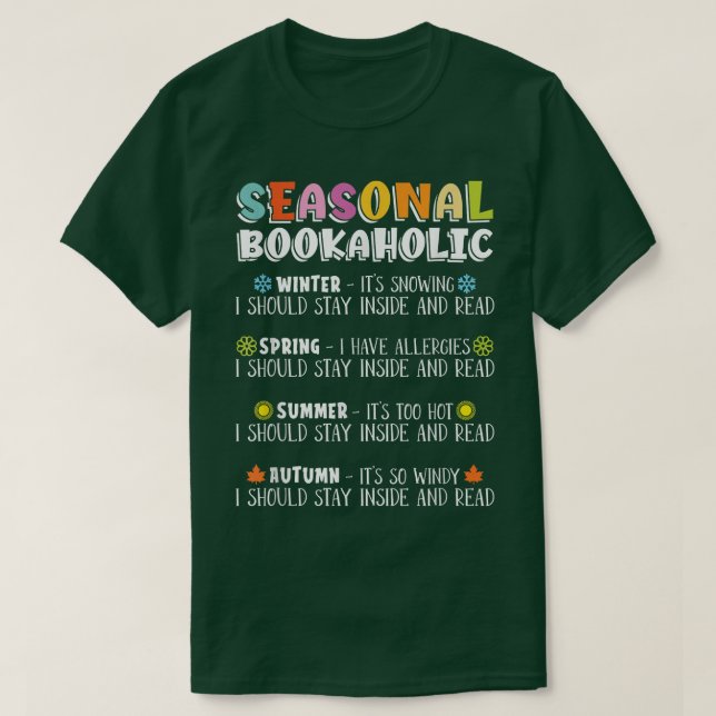 Säsong-bokalkohol för Bok Älskare T Shirt (Design framsida)