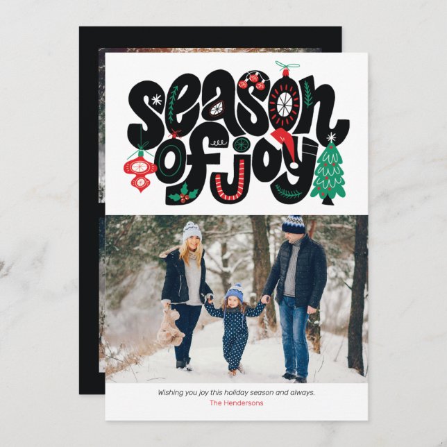 Säsong för GLÄDJE Holiday Elements Holiday vykort (Fram/baksida)