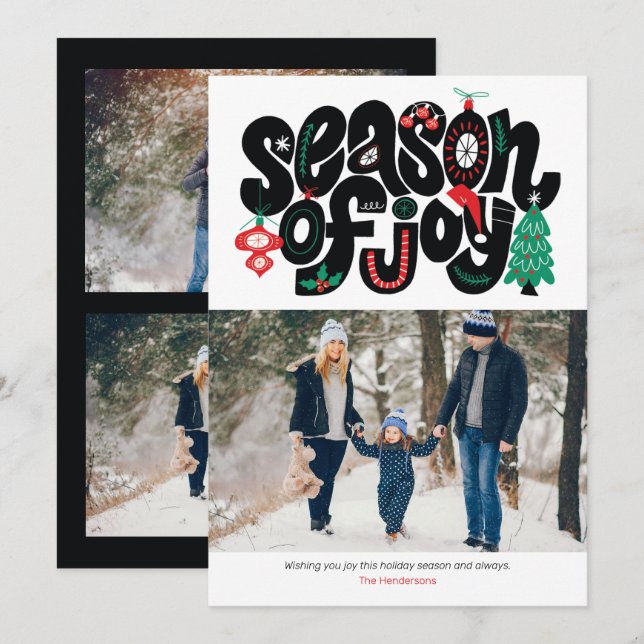 Säsong för GLÄDJE Holiday Elements Jul Foto Kort (Fram/baksida)