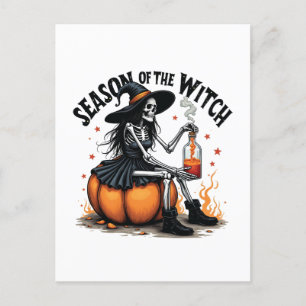 Säsong för häxans spökliga Halloween Meddelande Vykort