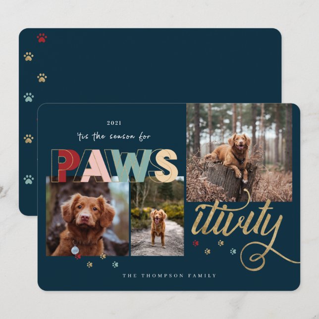 Säsong för Roligt Pet 3 Photo Collage Julkort (Fram/baksida)