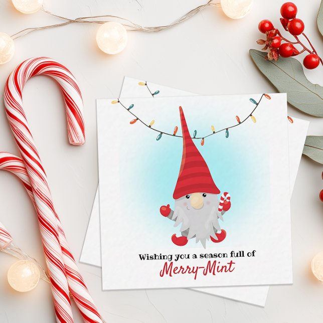 Säsong full av glada mintälvor Notkort Anteckningskort (Merry Mint Candy Cane Card)
