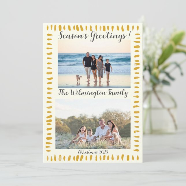 Säsong Golden Träd-familjens fotomott - julklapp Kort (Stående Fram)