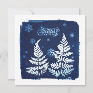 Säsong hälsningar Cyanotype kvadrerar Julkort
