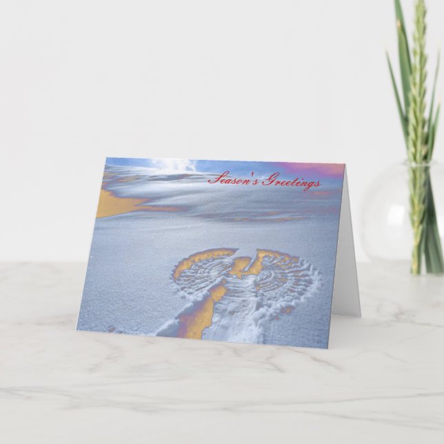 Säsong hälsningar - snöängel helgkort (Framsida)