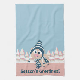 Säsong hälsninggris kökshandduk