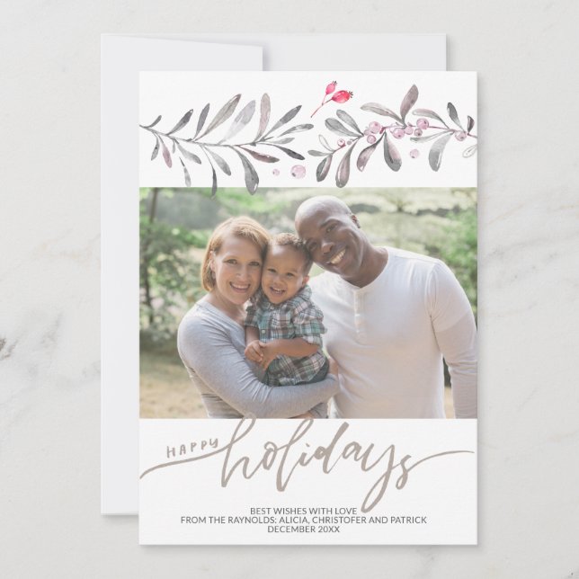 Säsong jul - vattenfärg Mistletoe Photo Julkort (Framsida)
