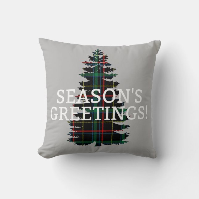 Säsong julgran för pläd för hälsningTartan Kudde (Framsida)