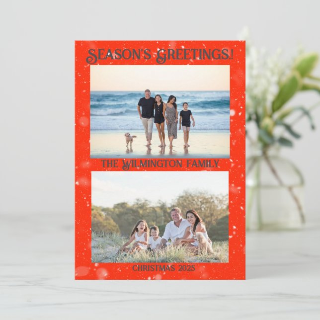 Säsong - mycket merry Family Photo-julklapp - plat Kort (Stående Fram)
