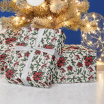 Säsong Red Poinsettias och Berries Ivory Presentpapper<br><div class="desc">Denna julhelg i elegant som omsluter pappra utmärks mönster av handdragna röda poinsetter och vinterbär i svart bläck mot en mjuk krämbakgrund.</div>