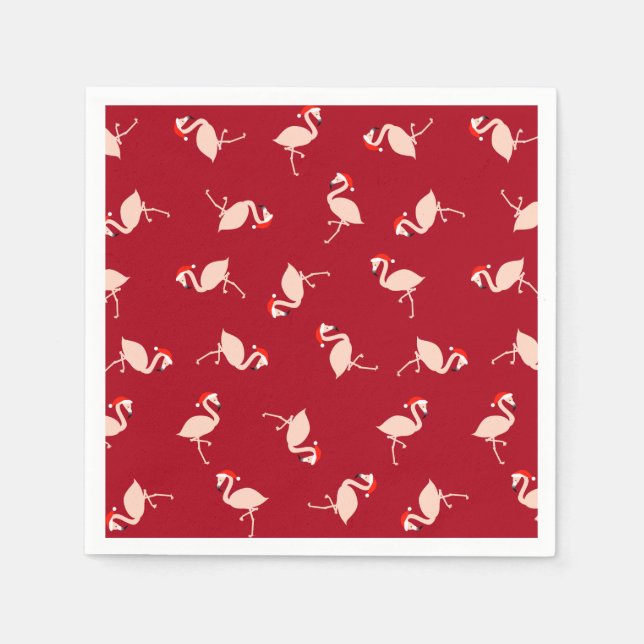 Säsong Santa Flamingos Burgundy Mönster Pappersservett (Framsidan)