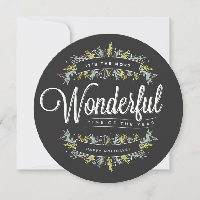 Säsong Sprigs Round Helgdag Photo Card Julkort (Framsida)