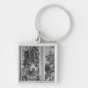 Säsong tapestry fyrkantig silverfärgad nyckelring