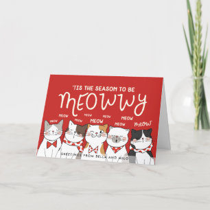 Säsong till Meowwy Lustigt Julhälsningar Helgkort