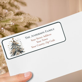 Säsong Watercolor Boho Feathers Julgran Returadress Etikett